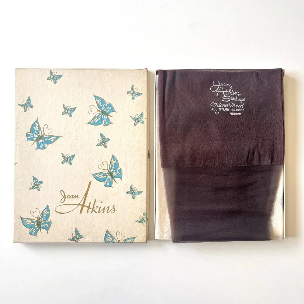 4 Pairs Vintage 50s Jean Atkins Thigh High Nylon Smoke Tint Stockings Medium